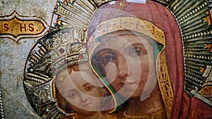 Fresco Mary with three eyes in Romania