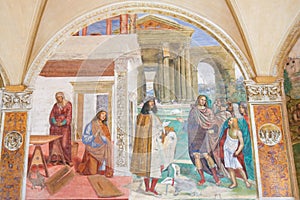 Fresco in Monte Oliveto Maggiore - Benedict Repairs a Broken Col