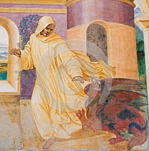 Fresco in Monte Oliveto Maggiore - Temptation of St Benedict by