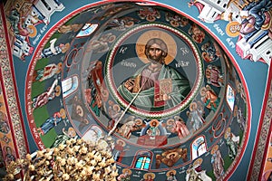 Fresco in orthodox monastery photo
