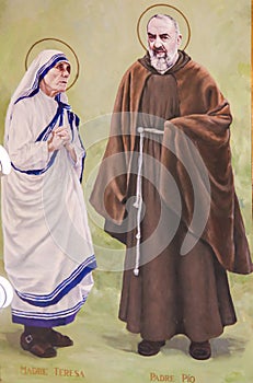 Fresco of Padre Pio and Mother Teresa in Valencia