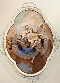 Fresco painting tiepolo ceiling angels Villa Pisani, Stra, Veneto, Italy