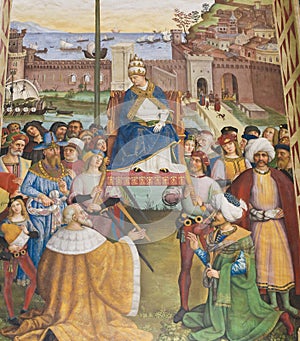 Fresco in Piccolomini Library, Siena - Launch of a crusade in An