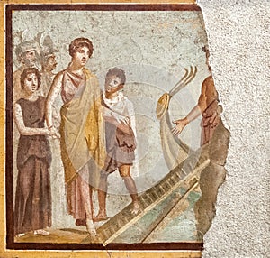 Fresco in Pompeii near Naples, Italy