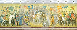 Fresco representing the Great Union of the three romanian principalities