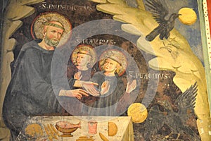 Fresco of Saint Benedict, Saint Maurus and Saint Placidus