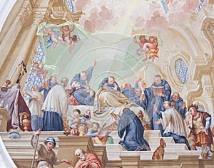 Fresco in St Mang Basilica in Fussen, Bavaria, Germany photo