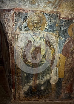 Fresco of Saint Nicholas in La Chiesa di San Lorenzo, Parco Rupestre Lama D`Antico photo