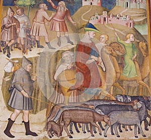 Fresco in San Gimignano - Abraham and Lot