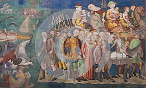 Fresco in San Gimignano - Crossing of the Red Sea