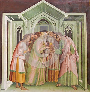 Fresco in San Gimignano - Judas betrays Jesus