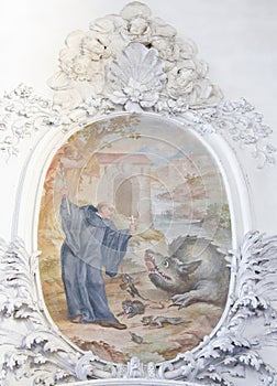 Fresco in St Mang Basilica in Fussen, Bavaria, Germany