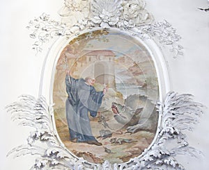 Fresco in St Mang Basilica in Fussen, Bavaria, Germany