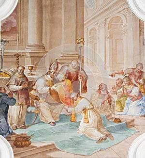 Fresco in St Mang Basilica in Fussen, Bavaria, Germany