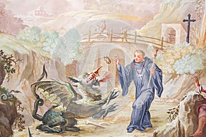 Fresco in St Mang Basilica in Fussen, Bavaria, Germany