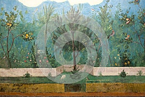 Fresco in the Villa of Livia depicted blossoming garden.