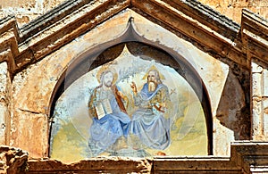 Fresco on the wall of the Orthodox monastery