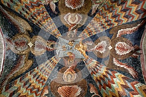 A frescoe on the ceiling of the Aya Sofya Museum at Trabzon on the Black Sea coast of Turkey. photo