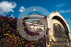 Frescoe on the church, city of Jerusalem Israel photo