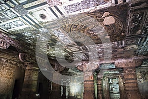 Frescoed ceiling and Buddhist photo