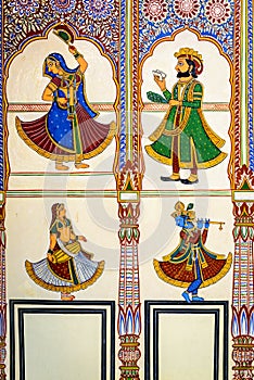 Frescoed Havelis in Mandawa, traditional ornately photo