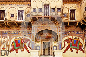 Frescoed Havelis in Mandawa, traditional ornately