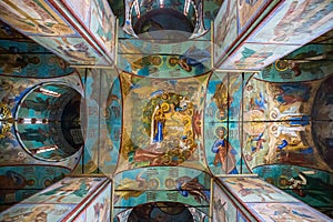 Frescoes on the ceiling in Famous Holy Trinity-St. Sergius Lavra, SERGIEV POSAD, RUSSIA