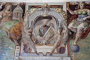 Frescoes decoration of Farnese palace at Caprarola, allegory of dawn