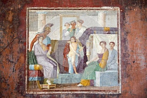 Frescoes in Pompeii, Campania region, Italy