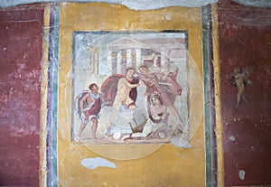 Frescoes in Pompeii, Campania region, Italy