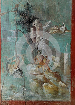 Frescoes in Pompeii ruines, Naples, Italy