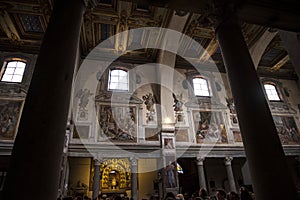 Frescoes in a small church, Santa Prassede, in Rome Italy