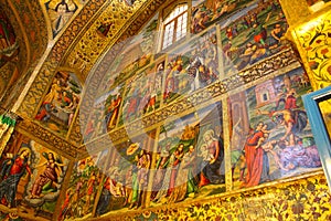 Frescoes in Vank Armenian Cathedral in Isfahan, Iran