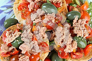 Fresella italian bread with tuna and tomatoes