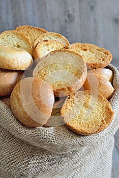 Freselle of bread in sack