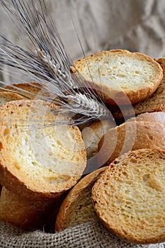 Freselle of bread in sack