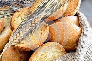 Freselle of bread in sack