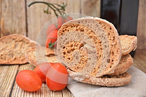 Freselle italian bread baked food on wooden table