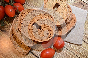 Freselle italian bread baked food on wooden table