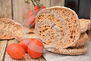 Freselle italian bread baked food on wooden table