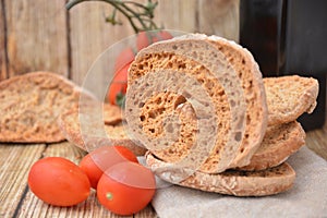 Freselle italian bread baked food on wooden table