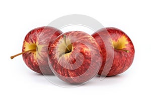 Fresh 3 red apples isolated on white background
