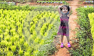 Fresh air and good health of asian kid breezing photo