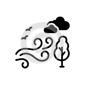 Black solid icon for Fresh Air, fresh and breeze