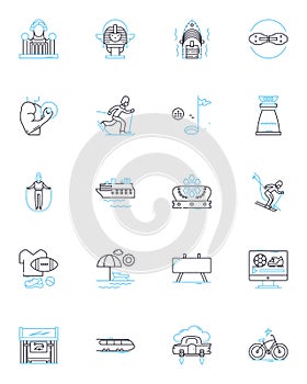 Fresh air linear icons set. Invigorating, Purifying, Clean, Refreshing, Oxygenating, Aromatic, Bracing line vector and