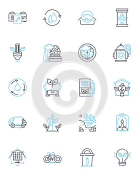 Fresh air linear icons set. Oxygen, Nature, Breeze, Cleanliness, Environment, Health, Revitalizing line vector and