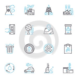 Fresh air linear icons set. Oxygen, Nature, Breeze, Cleanliness, Environment, Health, Revitalizing line vector and