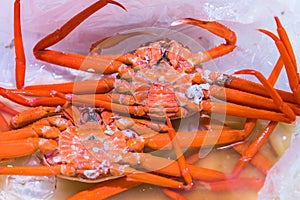 Fresh Alaskan King Crab sell at the Tsukiji Fish Market in Japan