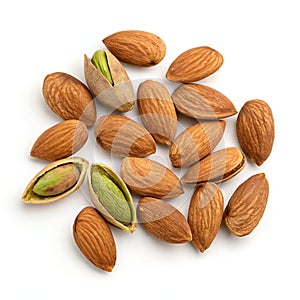 Fresh Almonds Isolated on White Background