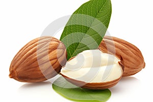 Fresh Almonds with Leaves